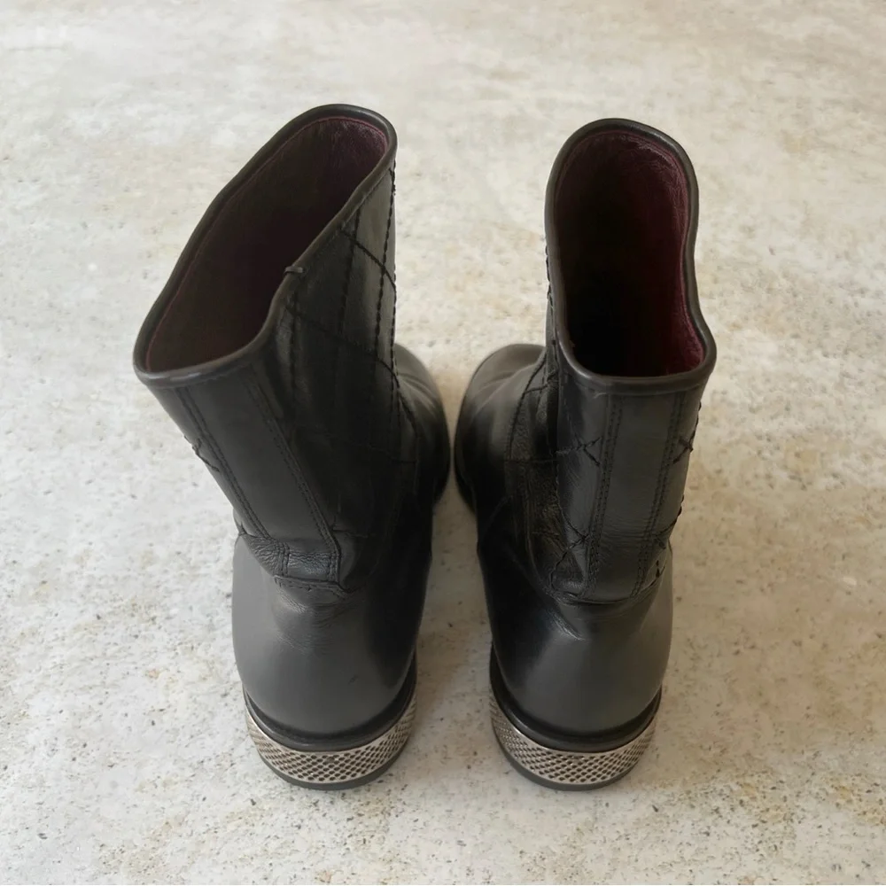 ✖️SOLD✖️ Vintage CHANEL Moto Boots Shoes Quilter Leather Black size 40.5 EU - Picture 7 of 10